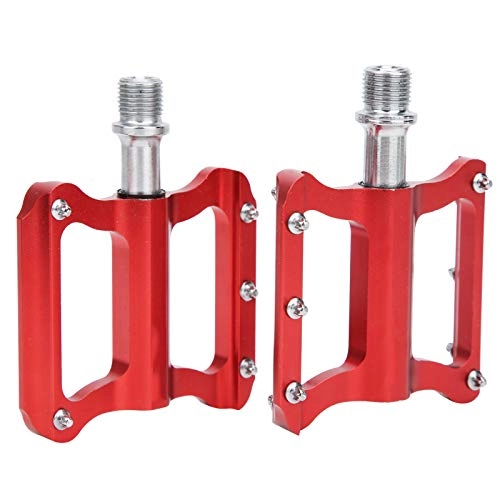 Mountain Bike Pedal : Road Bicycle Pedals Aluminum Alloy Non-Slip Mountain Bike Pedals with Large Tread Surface Plat Pedal(RED)
