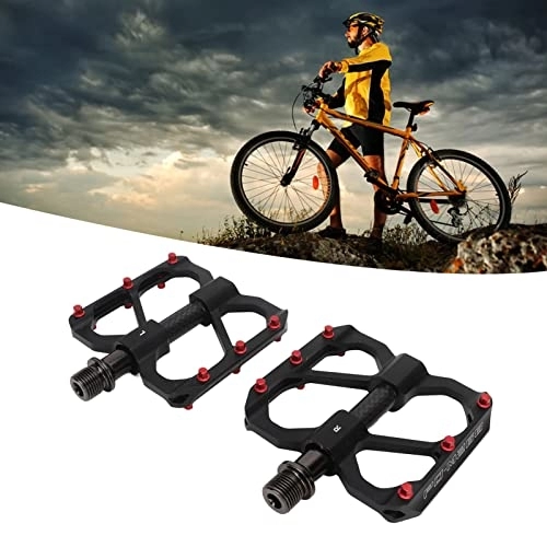 Mountain Bike Pedal : Road Bike Pedals, 2 Pieces Non-Slip Lightweight Flat Aluminum Alloy Platform Pedals for Mountain Bike (Black)