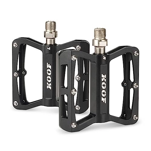 Mountain Bike Pedal : Road / Mountain Bike Pedals Anti-skid Bicycle 3- Bearing Pedals Ultra-light Aluminum CNC Bearing Platform Pedals 9 / 16” Universal Bike Pedal For BMX MTB (Color : Black)