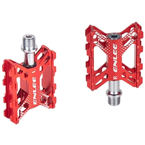 Mountain Bike Pedal : rockible Mountain Bike Pedals Num CNC Non-Slip Wide Pedals, Red, 98x62mm