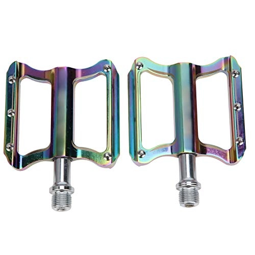 Mountain Bike Pedal : SALUTUY Flat Bicycle Pedals, Colorful Mountain Bike Pedals Supplemented By CNC Process 1 Whole Enclosed Bearing +1 Self‑lubricating Bearing for Mountain Bikes