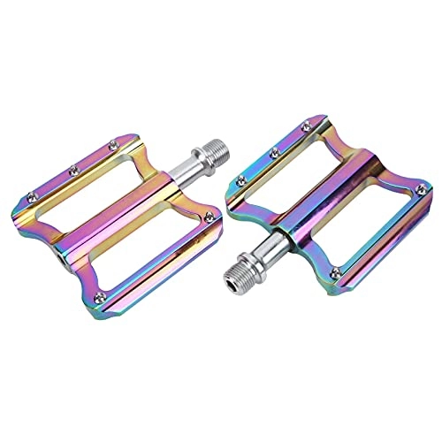 Mountain Bike Pedal : SALUTUY Mountain Bike Pedals, DU Shaft Sleeve 14mm Universal Threaded Port Bicycle Platform Flat Pedals Dustproof Have 5 Anti‑skid Nails Waterproof for RIDING