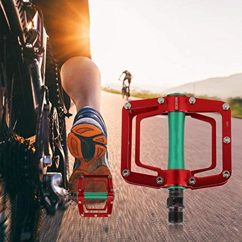 Mountain Bike Pedal : SALUTUYA Hollow-Out Aluminum Alloy 1 Pair High Hardness Oxidizing Mountain Bike Pedals, for Bicycle Cycling Replacement Parts(Red green)