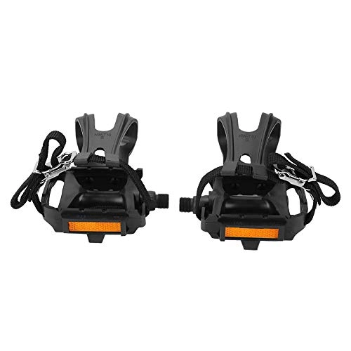 Mountain Bike Pedal : Samfox Bike Pedal, 1 Pair Nylon Cycling Pedals with Toe Clip Straps for Outdoor Mountain Bikes Accessories