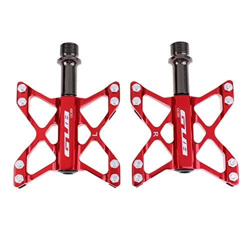 Mountain Bike Pedal : SaniMomo Mountain Bike MTB BMX Pedals Platform Flat Pedals 3 Sealed Bearings - Red