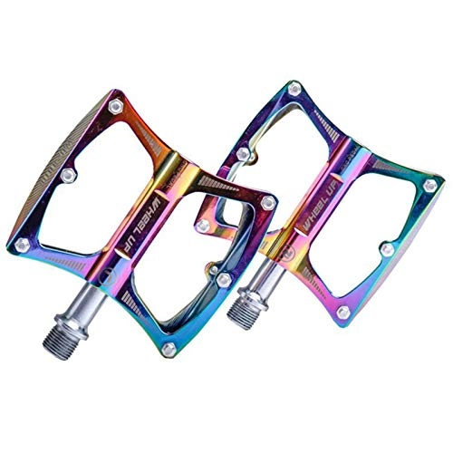 Mountain Bike Pedal : SANON 1 Pair Bicycle Pedals Non- Slip Flat Pedals Aluminum Alloy Bicycle Pedals Platform Colorful Cycling Accessory