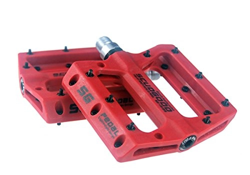 Mountain Bike Pedal : SCUDGOOD Mountain Bike Pedals Light Weight Road Riding Bicycle Pedals for AM / FR / DH / DJ / BMX, 1 Pair (Red)