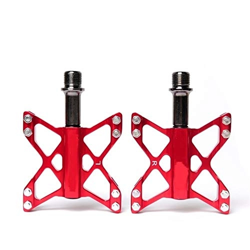 Mountain Bike Pedal : Security Accessory Pedals, Bike Spares For MTB BMX Mountain Bike Bicycle Cycling 3 Bearings Platform Pedals 240g / Pair (Color : Red)