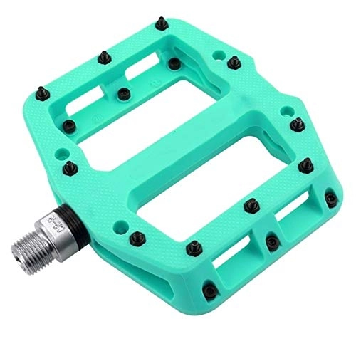 Mountain Bike Pedal : Security Accessory Pedals, Bike Spares MTB Pedals Mountain Bike Pedals Lightweight Nylon Fiber Bicycle Platform Pedals for BMX MTB 9 / 16" (Color : Light green)