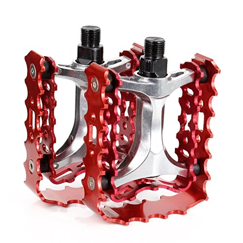 Mountain Bike Pedal : Set Sail Bicycle Pedals Bike Pedals Aluminum Alloy 9 / 16" Inch Pedals for Bikes Mountain Bikes Road Bicycles Platform Pedals (Red)