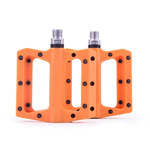 Mountain Bike Pedal : Sfeomi Mountain Bike Pedals Polyamide Road Bicycle Bearings Pedals with Anti-Skid Surface, 9 / 16" Lightweight, Abrasion & Corrosion Resistant for MTB, BMX (Orange)