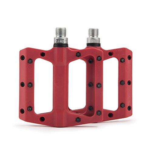 Mountain Bike Pedal : Sfeomi Mountain Bike Pedals Polyamide Road Bicycle Bearings Pedals with Anti-Skid Surface, 9 / 16" Lightweight, Abrasion & Corrosion Resistant for MTB, BMX (Red)