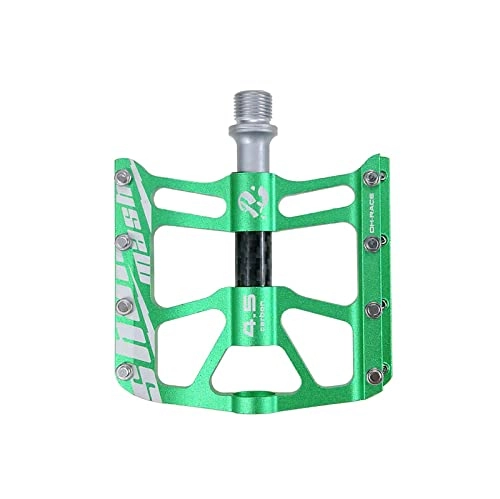 Mountain Bike Pedal : SFZGKTE 3 Bearing Bicycle Flat Pedals Aluminum Alloy+Carbon Tube Mountain Road Bike Pedal Wide Comfortable Cycling Parts (Green)