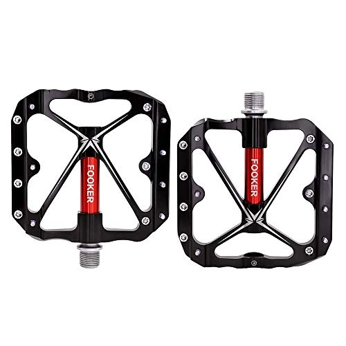 Mountain Bike Pedal : SGKN Outdoor sport Ansjs Mountain Bike Pedals Non-Slip Bike Pedals Platform Bicycle Flat Alloy Pedals 9 / 16 Needle Roller Bearing (Color : Black)
