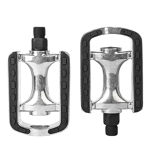 Mountain Bike Pedal : SGYANZLG Aluminum Alloy Bike Pedals MTB Mountain Road Bike Pedals Bicycle Pedal Cycling Foot Plat Anti-Slip Bicycle Parts (Color : Silver)