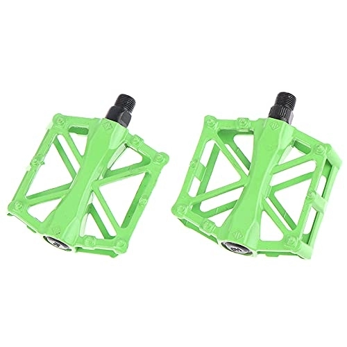 Mountain Bike Pedal : SGYANZLG Mountain Bike Pedal MTB Pedals Bicycle Flat Aluminum Alloy Pedal Nylon Multi-Colors MTB Cycling Sport Ultralight Accessories (Color : GN)