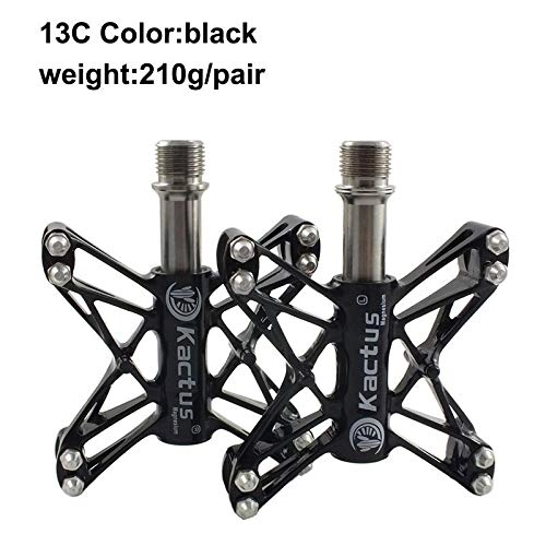 Mountain Bike Pedal : SHANDIAN 161g / pair Titanium Axle Pedals for Bicycle Anti-slip Ultralight CNC MTB Road Bike Pedal Cycling BMX 3 Sealed Bearing Pedals (color : 13C 210g black)