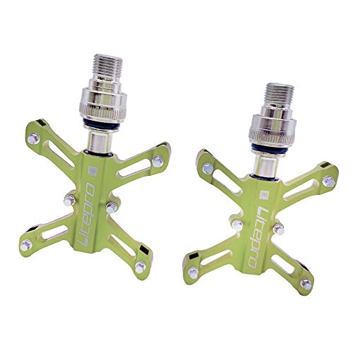 Mountain Bike Pedal : Sharplace Aluminum Alloy Lightweight Pedal for Brompton Folding Bike, Mountain Bicycle Pedals Quick Release MTB Cycling Pedal with 14mm Thread Sealed Bearings - Green