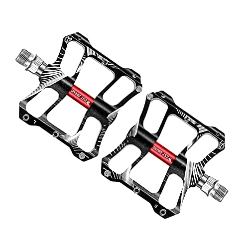 Mountain Bike Pedal : Sharplace Flat Bike Pedals MTB Road 9 / 16 inch 3 Sealed Bearings Bicycle Pedals Universal Mountain Bike Pedals Wide Platform Replacement Components Parts - black