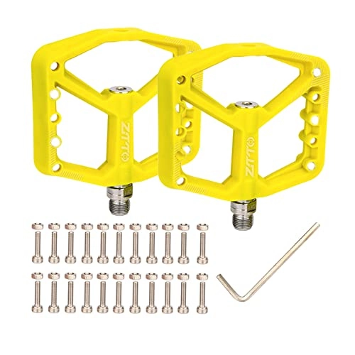 Mountain Bike Pedal : Sharplace Lightweight Flat Platform Bike Pedals Cycling for Universal Mountain Bicycle BMX Cycling Easy Install Accessories - Yellow