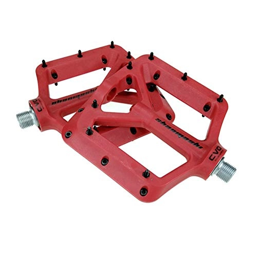Mountain Bike Pedal : SHAYC Bike Pedals Bicycle Pedals Nylon Ultra-light Mountain Bike Pedal 5 Colors Big Foot Road Bike Bearing Pedals Cycling Parts (Color : Red)