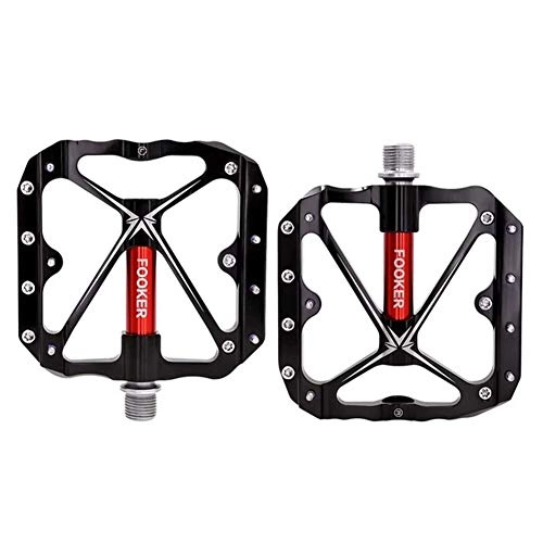 Mountain Bike Pedal : SHAYC Bike Pedals Mountain Bike Pedals Non-Slip Bike Pedals Platform Bicycle Flat Alloy Pedals 9 / 16 Needle Roller Bearing (Color : Black)
