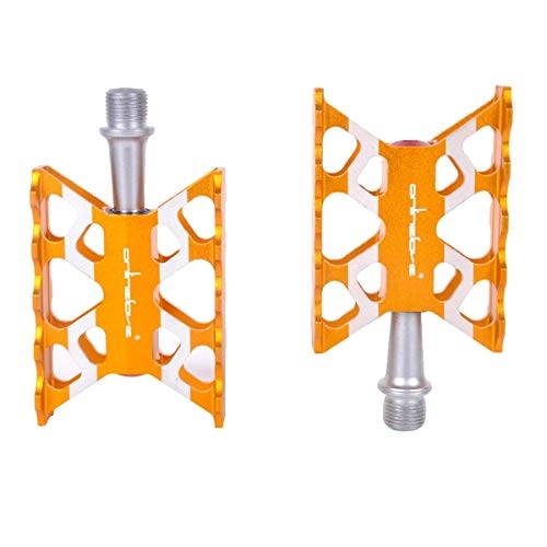 Mountain Bike Pedal : Shengshihuizhong Bicycle Pedals Mountain Bike Pedals Road Bike Footboards Universal Palin Bearing Pedals Bicycle Accessories Easy To Install (Color : Orange)