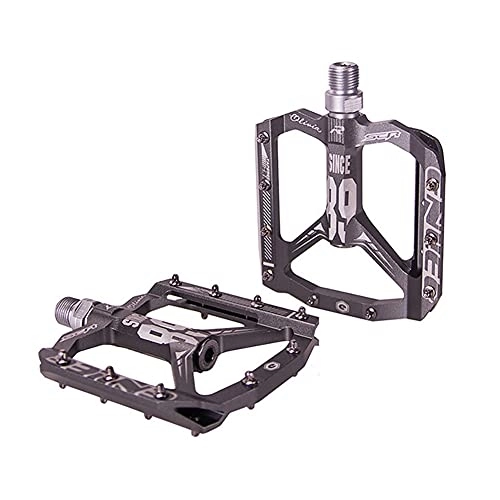 Mountain Bike Pedal : SHHMA Mountain Bike Pedals, 9 / 16" DU Bearing Ultra Strong CNC Machined Alloy Bicycle Non-Slip Flat Panel Is Wide Pedal, Gray