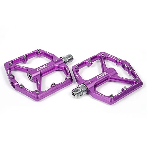 Mountain Bike Pedal : SHHMA Mountain Bike Pedals, 9 / 16" DU Bearing Ultra Strong CNC Machined Alloy Bicycle Non-Slip Flat Panel Is Wide Pedal, Purple