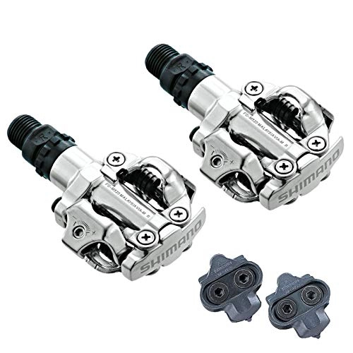 Mountain Bike Pedal : Shimano M520 SPD Clipless Bike Pedals with Cleats - Silver