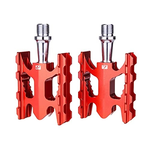 Mountain Bike Pedal : SHUILIANDU 1 Pair Mountain Bike Pedals Ultra Strong Non-Slip Bicycle Pedals Aluminum Alloy Body For MTB Road Cycling Bearings (Color : Red)