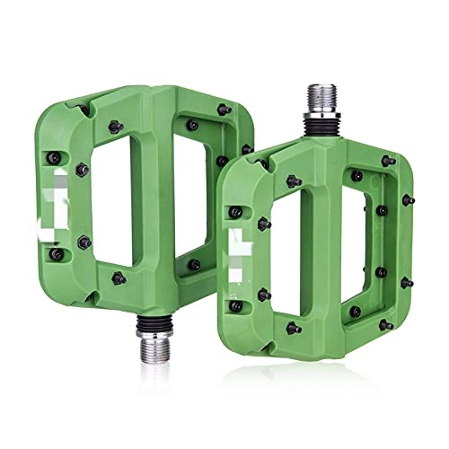 Mountain Bike Pedal : SHUILIANDU Fit For MTB Bike Pedal Nylon 2 Bearing Composite 9 / 16 Mountain Bike Pedals High-Strength Non-Slip Bicycle Pedals Surface For Road Fit For BMX Fit For MT (Color : Green)