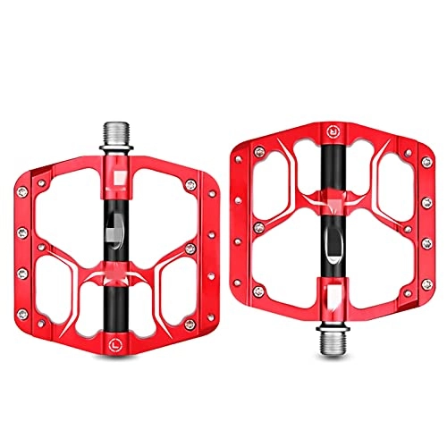 Mountain Bike Pedal : SHUILIANDU Flat Bike Pedals Fit For MTB Road 3 Sealed Bearings Bicycle Pedals Mountain Bike Pedals Wide Platform Pedales Bicicleta Accessories Part (Color : V15 Red)