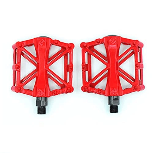 Mountain Bike Pedal : SHXJ Bike Pedals Mountain Bike Bicycle Pedals Cycling Ultralight Aluminium Alloy 2 Bearings MTB Pedals Flat Wide Pedals, Red