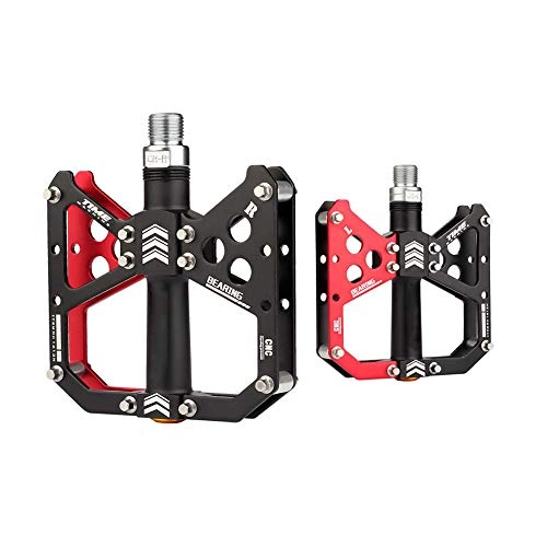 Mountain Bike Pedal : SICOFD Road Bike Bicycle Pedals with Axis Diameter 9 / 16 Inch Sealed Bearing, MTB Pedals Made of Ultralight Aluminum Alloy, Antiskid Metal Trekking Pedals, Red