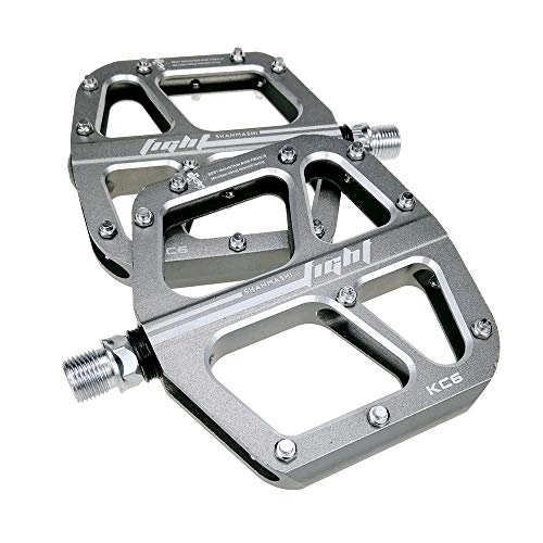 Mountain Bike Pedal : Sikungjlk Bike Pedals Mountain Bike Pedals 1 Pair Aluminum Alloy Antiskid Durable Bike Pedals Surface For Road BMX MTB Bike 6 Colors (KC6) for BMX MTB Road Bicycle (Color : Titanium)