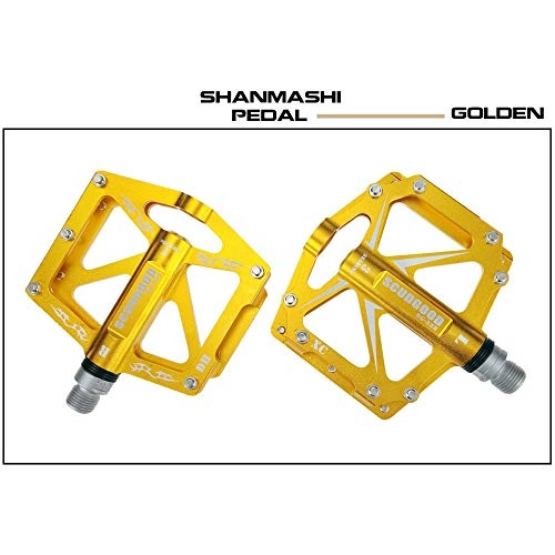 Mountain Bike Pedal : Sikungjlk Bike Pedals Mountain Bike Pedals 1 Pair Aluminum Alloy Antiskid Durable Bike Pedals Surface For Road BMX MTB Bike 6 Colors (SMS-338) for BMX MTB Road Bicycle (Color : Gold)