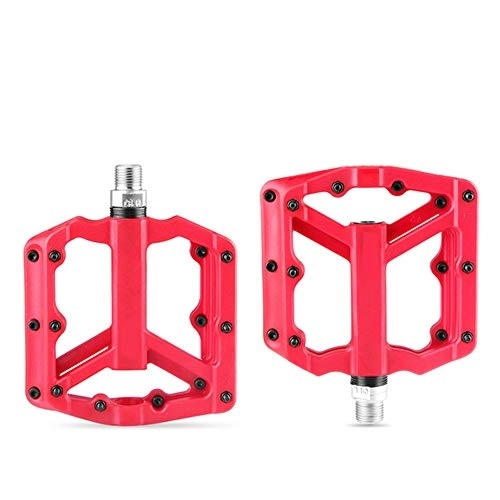 Mountain Bike Pedal : SIRUL Bike Pedals, Nylon Fabric Anti Slip Durable 9 / 16" Mountain Bicycle Flat Pedals, Ultralight MTB BMX Bicycle Cycling Road Bike Hybrid Pedals for 9 / 16 inch, Red