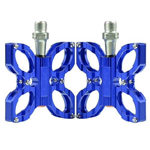 Mountain Bike Pedal : Skyrocket BMX Mountain Bikes Road Bicycles Butterfly Cycling Pedal Cr-Mo CNC Machined Aluminum Alloy Sealed Bearing Pedals (Blue)