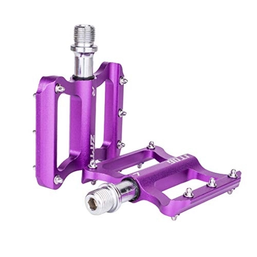 Mountain Bike Pedal : SM SunniMix Bike Flat Pedal Aluminum Alloy Non-Slip 9 / 16 Inch Mountain Road Bicycle Platform Flat Pedals for MTB BMX Universal Cycle Component Parts, Purple