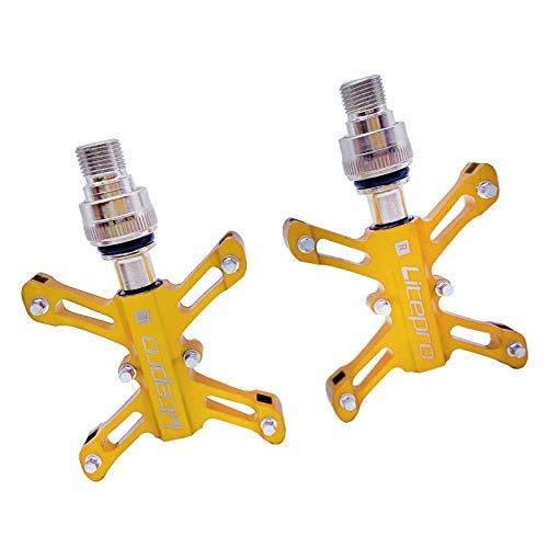 Mountain Bike Pedal : SM SunniMix Sturdy and Lightweight Bike Quick Release Pedals 1 Pair 9 / 16 Thread Bicycle Platform X-shaped Pedals for MTB Mountain Bike Bicycle Cycling - Golden