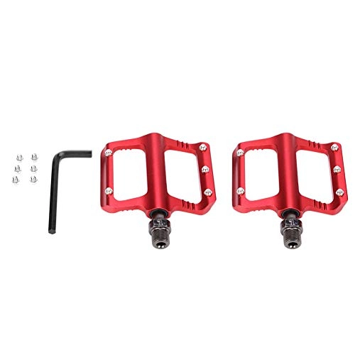 Mountain Bike Pedal : Soapow 1 Pair 9 / 16” Axle Aluminum Alloy Mountain Bike Road Bicycle Lightweight Pedals (Red)