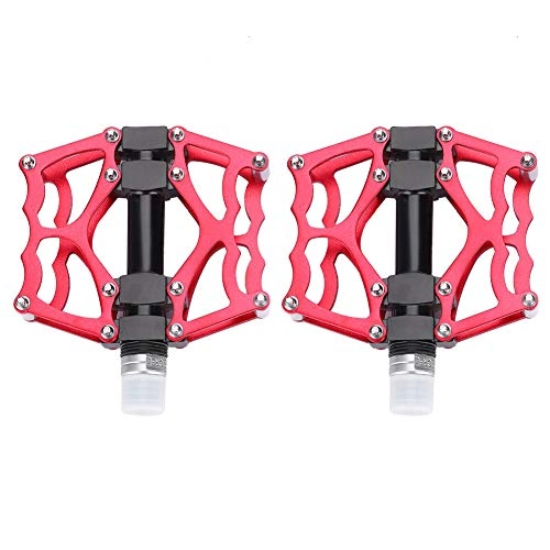 Mountain Bike Pedal : Soapow 1 Pair Aluminium Alloy Mountain Bike Road Bicycle Lightweight Pedals Replacement (Red)