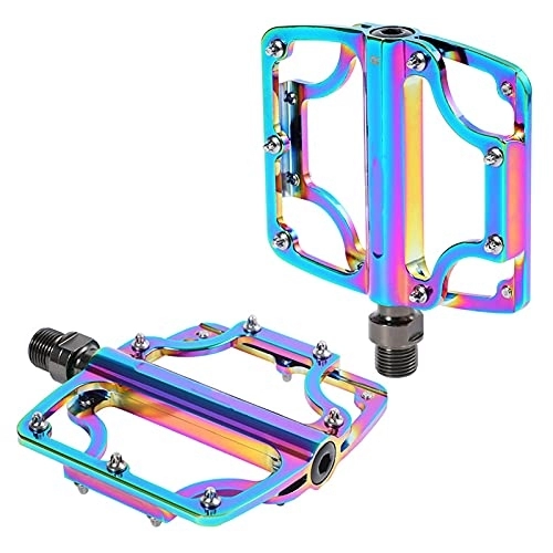 Mountain Bike Pedal : Somerway Bicycle Pedals Antiskid Multicolor 3 Bearing Wide Flat Pedals for Mountain Road Bike Dazzling