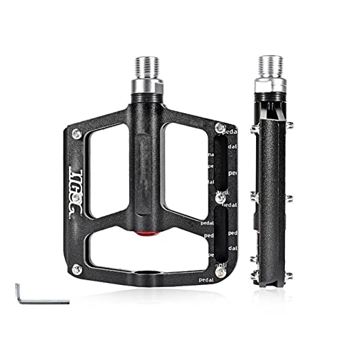 Mountain Bike Pedal : soonbuy Bike Pedals, Non-slip Steel 3 Bearing Bike Pedals, Aluminum Mountain Bike Pedal, Bicycle Flat Platform Pedals for Mountain Bike BMX MTB Cycling Road Bicycle black