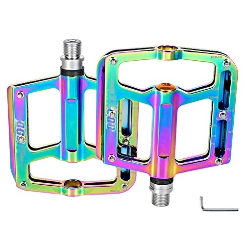 Mountain Bike Pedal : soonbuy Bike Pedals, Non-slip Steel 3 Bearing Bike Pedals, Aluminum Mountain Bike Pedal, Bicycle Flat Platform Pedals for Mountain Bike BMX MTB Cycling Road Bicycle color