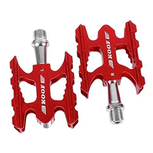 Mountain Bike Pedal : Sosoport 1 pair Mountain Accessory Lightweight Flat Red Riding Aluminum Non-slip Bmx Bearing Replacements Pedal Pedals Bicycles Bicycle Non Mtb Ultralight Platform Sealed Cycling Road