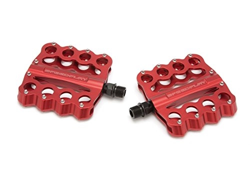 Mountain Bike Pedal : SpeedPlay Unisex_Adult Brass Knuckles MTB Pedalset Cr-Mo Pedals, red, standard size