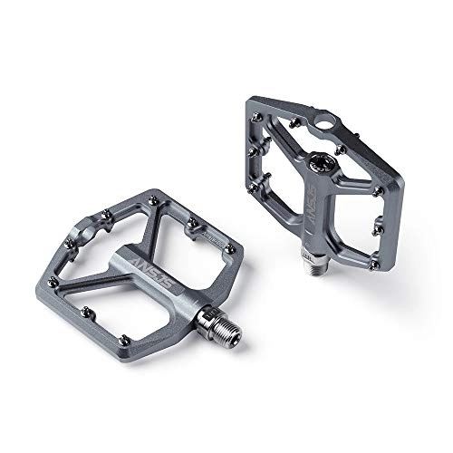 Mountain Bike Pedal : SPLLEADER Ansjs Sealed Bearing Mountain Bike Pedals Platform Bicycle Flat Alloy Pedals 9 / 16" Pedals Non-Slip Alloy Flat Pedals (Color : A005 Tit)