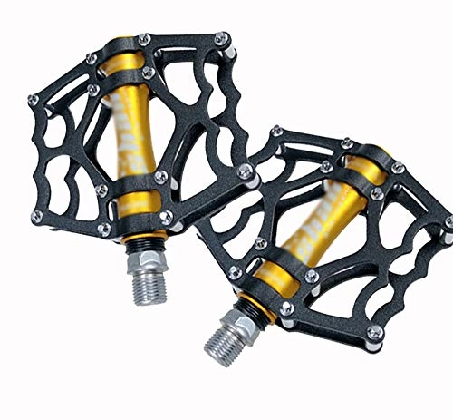 Mountain Bike Pedal : Spotact Mountain Bike Pedals Lightweight Bicycle Cycling Aluminum Alloy Road Bike Pedal Spindle for 9 / 16", 0.8lb a Pair (Yellow)
